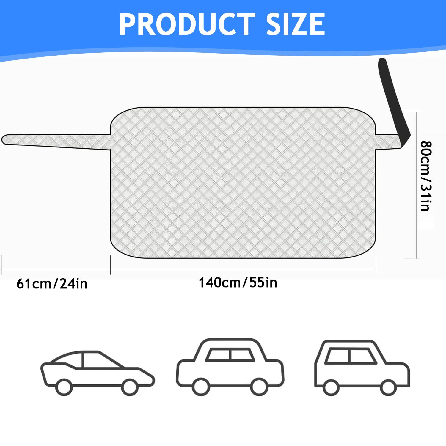 Copri Parabrezza Auto, Inverno Telo Parabrezza Antigelo, Ripiegabile Copertura Parabrezza Auto con Magnete, Antighiaccio, Pioggia, Polvere, UV, Adatto la Maggior Parte dei Veicoli (140 * 80CM)