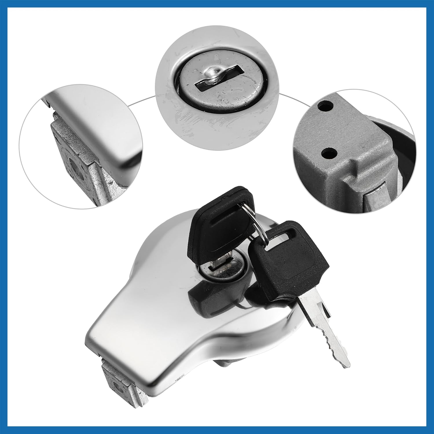 Motorcycle Gas Tank Cover Locking Fuel Tank Cap with Keys for Yamaha XJ1100 - Pack of 3 Silver Tone Item Replacement
