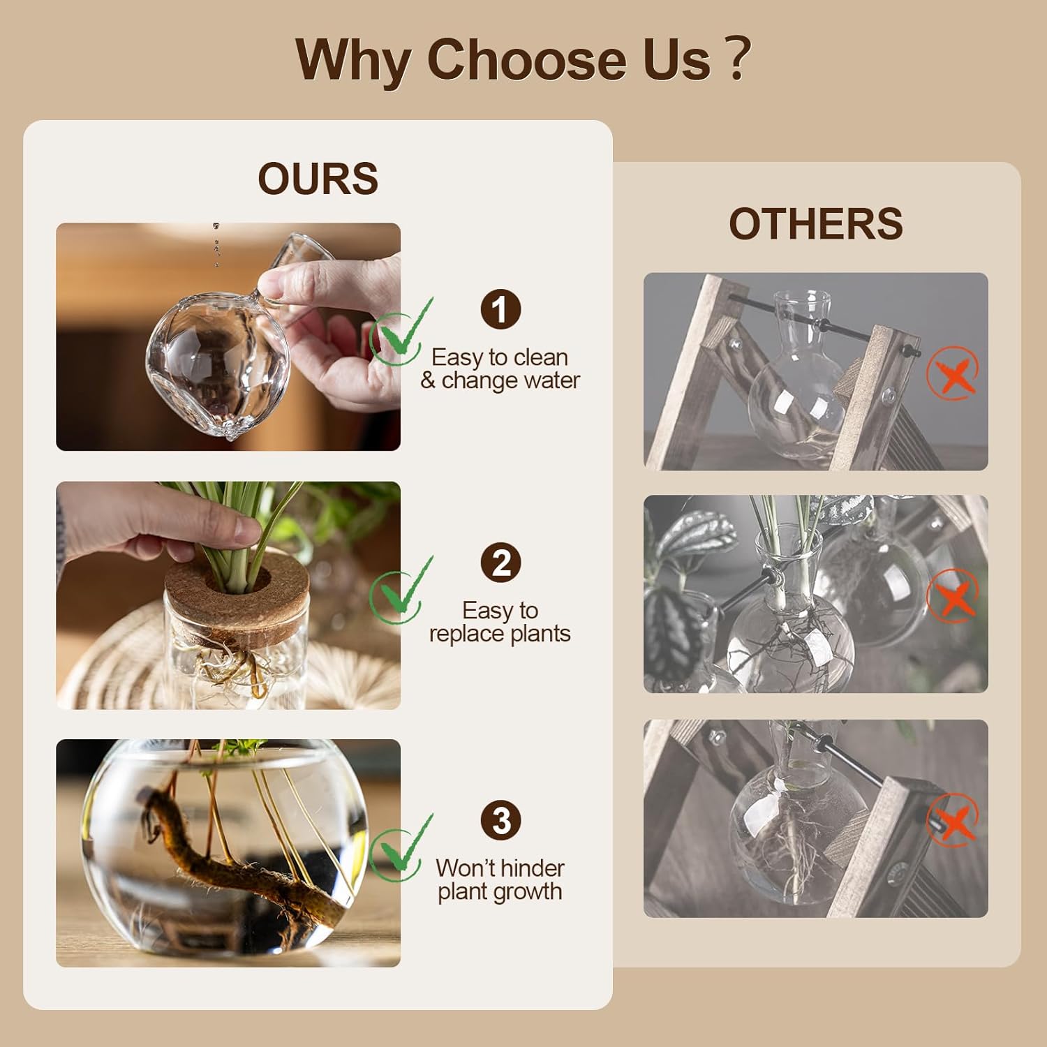 Plant Propagation Stations, 2 Style Glass Planter Terrariums, Propagation Vases for Plant, Plant Propagation Jars for Hydroponic Planter Home Office Tabletop Decoration (8)