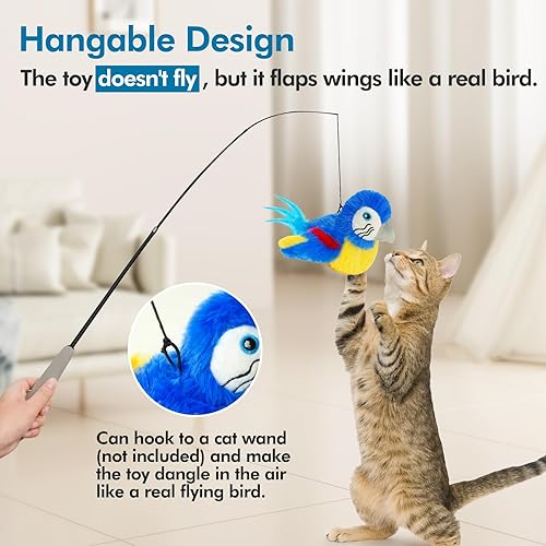 Miniatura 3 de Vannon Juguetes para gatos que aletean pájaro (no puede volar), juguete recargable activado por el tacto, juguetes interactivos para ejercicios para