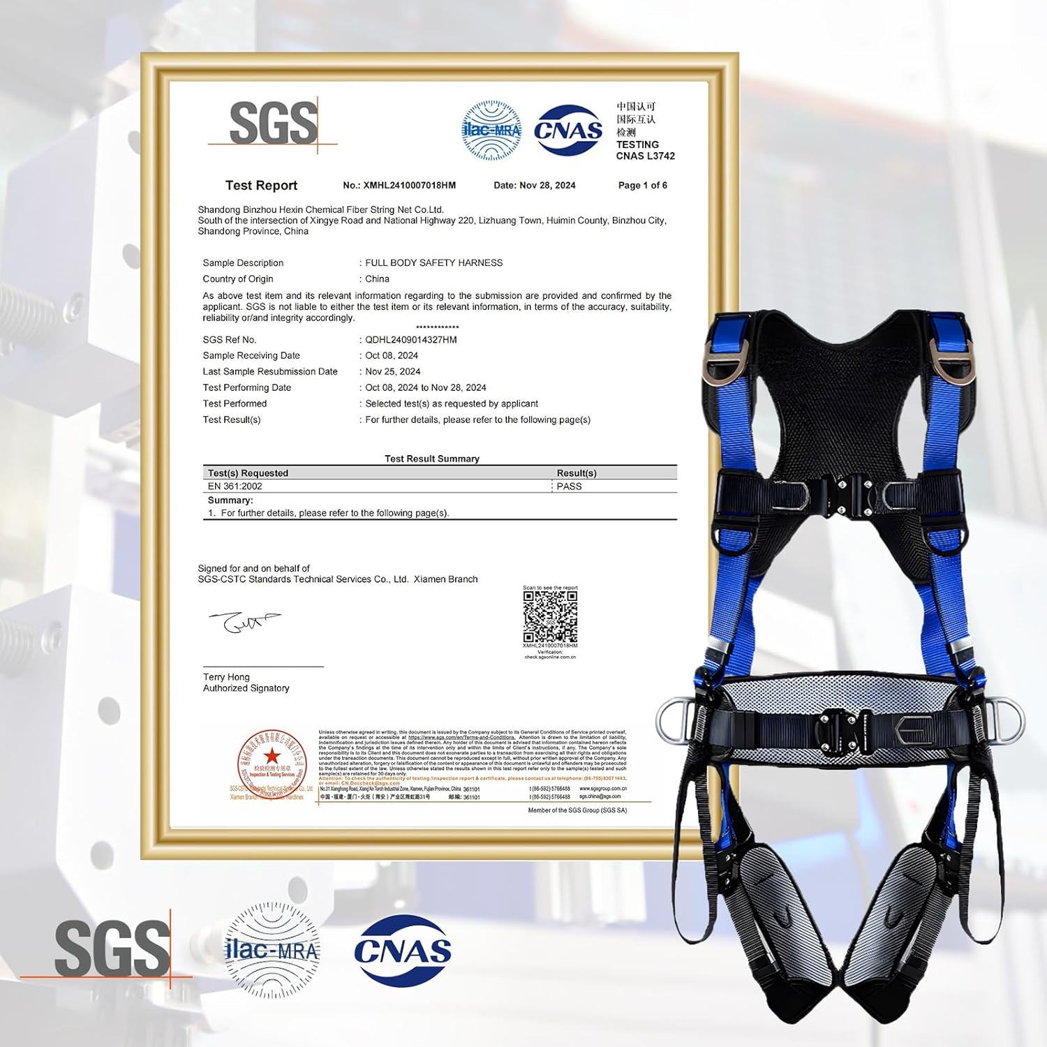 NewDoar Fall Protection Harness,ANSI/OSHA Standards Full Body Roofing Kit,Men Construction Harness Upgrade 4 Quick Buckles,with Shock Absorbing Y Lanyard,Quick Wear Comfort Ergonomic padding