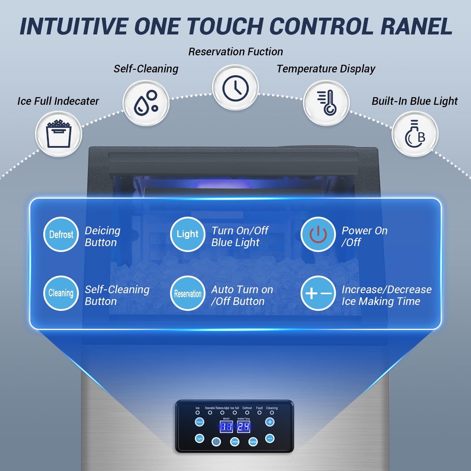 15" Wide Commercial Ice Maker Machine 120lbs/24h - 40pcs Ice Cubes Per Cycle, With 30lbs Storage Bin Undercounter/Freestanding Ice Cube Maker For Home Bars And Outdoors, Self-Cleaning Ice Machine on Fridge.com - View 5
