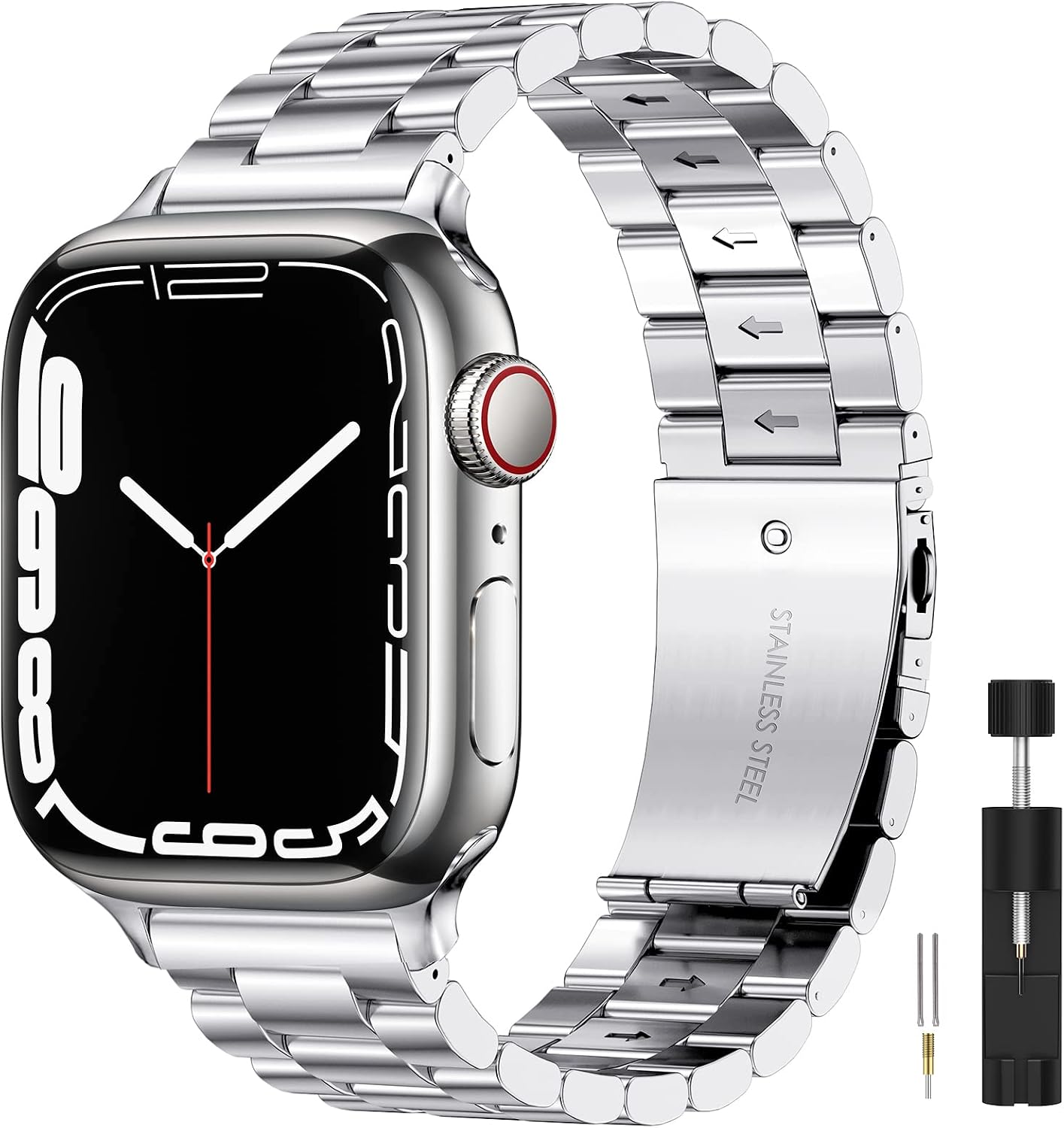RARF Metal Band Compatible with All Apple Watch 38mm 40mm 41mm, Replacement Strap Wristband Bracelet for Women Men (Silver, 38/40/41mm)