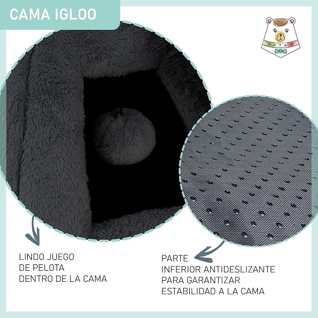 Foto 5 de 7 de PATAM Cama para Perros Pequeños y Gatos, Caseta Gato Antideslizante, Nido de Gato de Suave Tejido de Felpa…