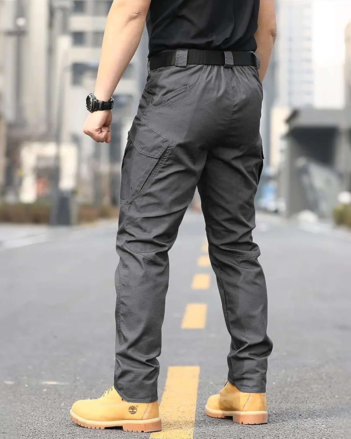 Men's Tactical Cargo Pants Stretch Ripstop Lightweight Waterproof Multi Pockets Work Hiking Outdoor Casual Pants (No Belt) - Image 3