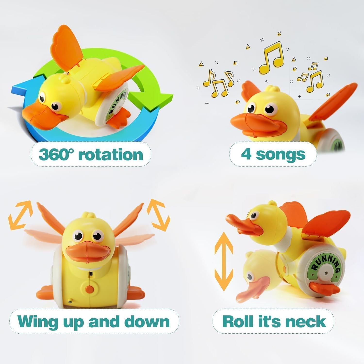 Duck Toys for Toddlers 1-3, Tummy Time Crawling Toys for Babies 6-12-18 Months, Light Up Musical Learning Toys for Infants Newborn 0-3-6 Months Boys & Girls, Easter Basket Stuffers Birthday Gifts