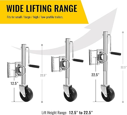Miniatura 2 de MaxxHaul - 70148 - Gato hidráulico para remolques con elevador suspenso de 10" con una rueda, 1000 lb. de capacidad