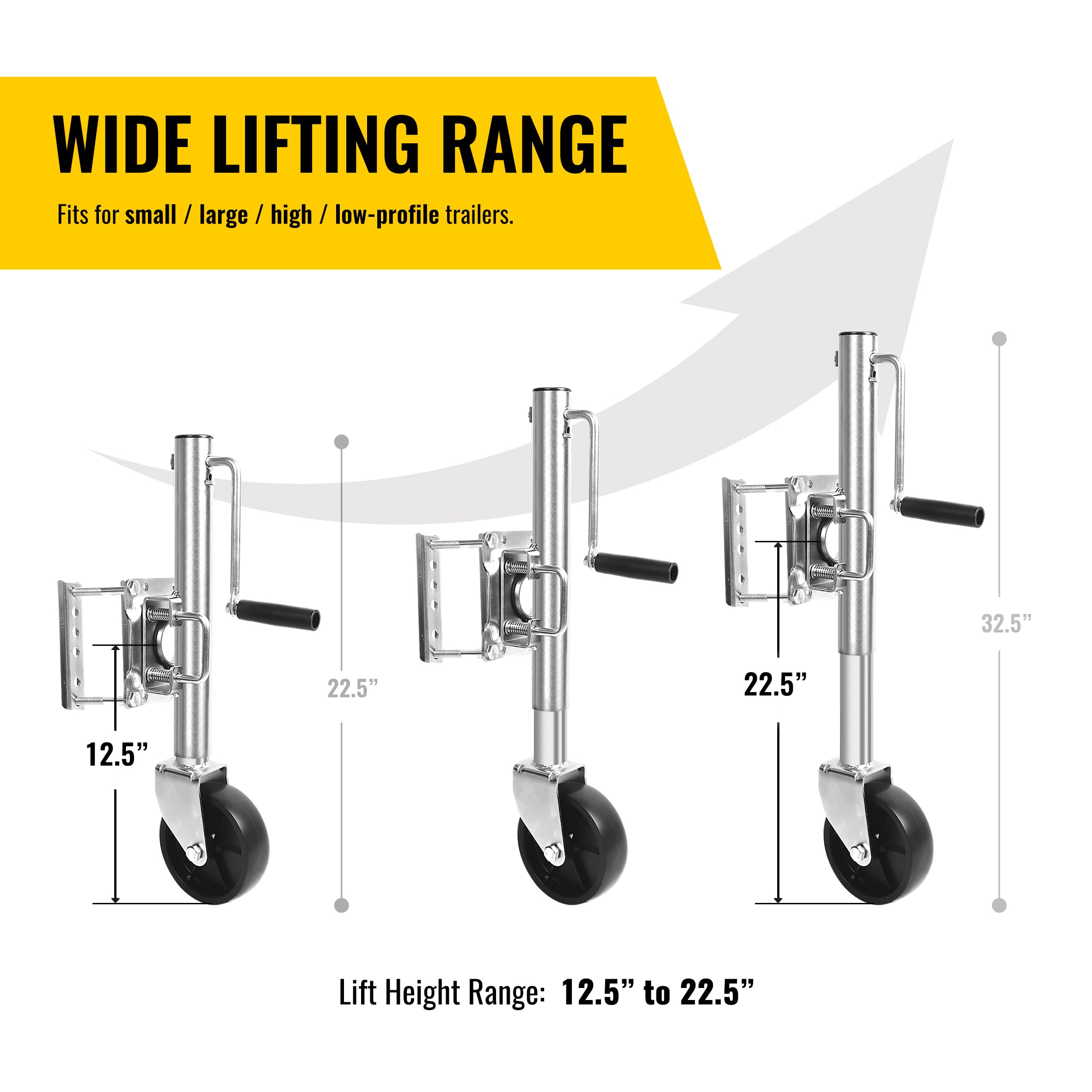 MaxxHaul 70148 25,4 cm Lift Swing Posteriore Trailer Jack con Single Wheel – 1000 lb. capacità