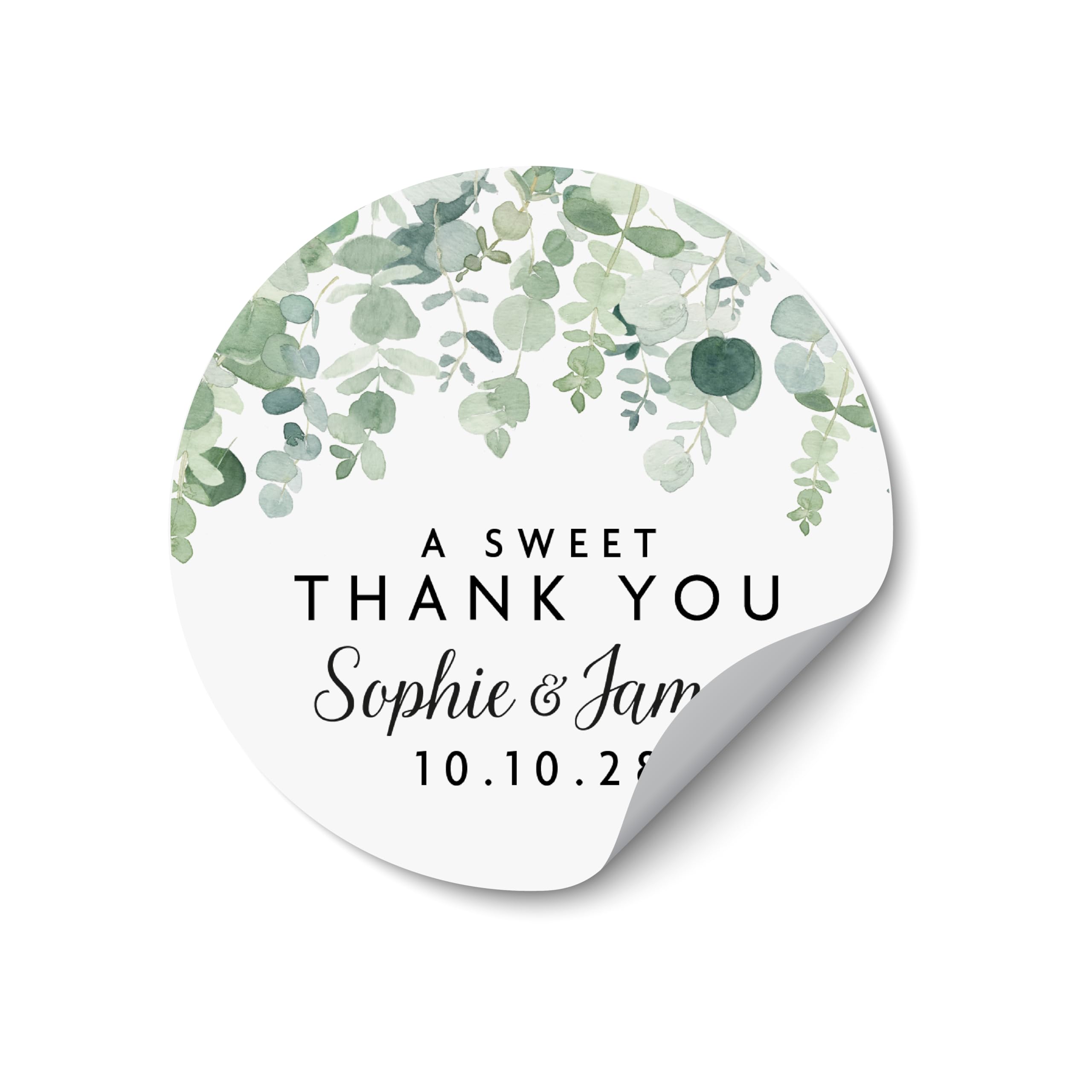 Personalised Sweet Thank You Stickers, Wedding Favour Labels, Round Sweet Jar Stickers, Custom Sweet Bag Seals - WC03
