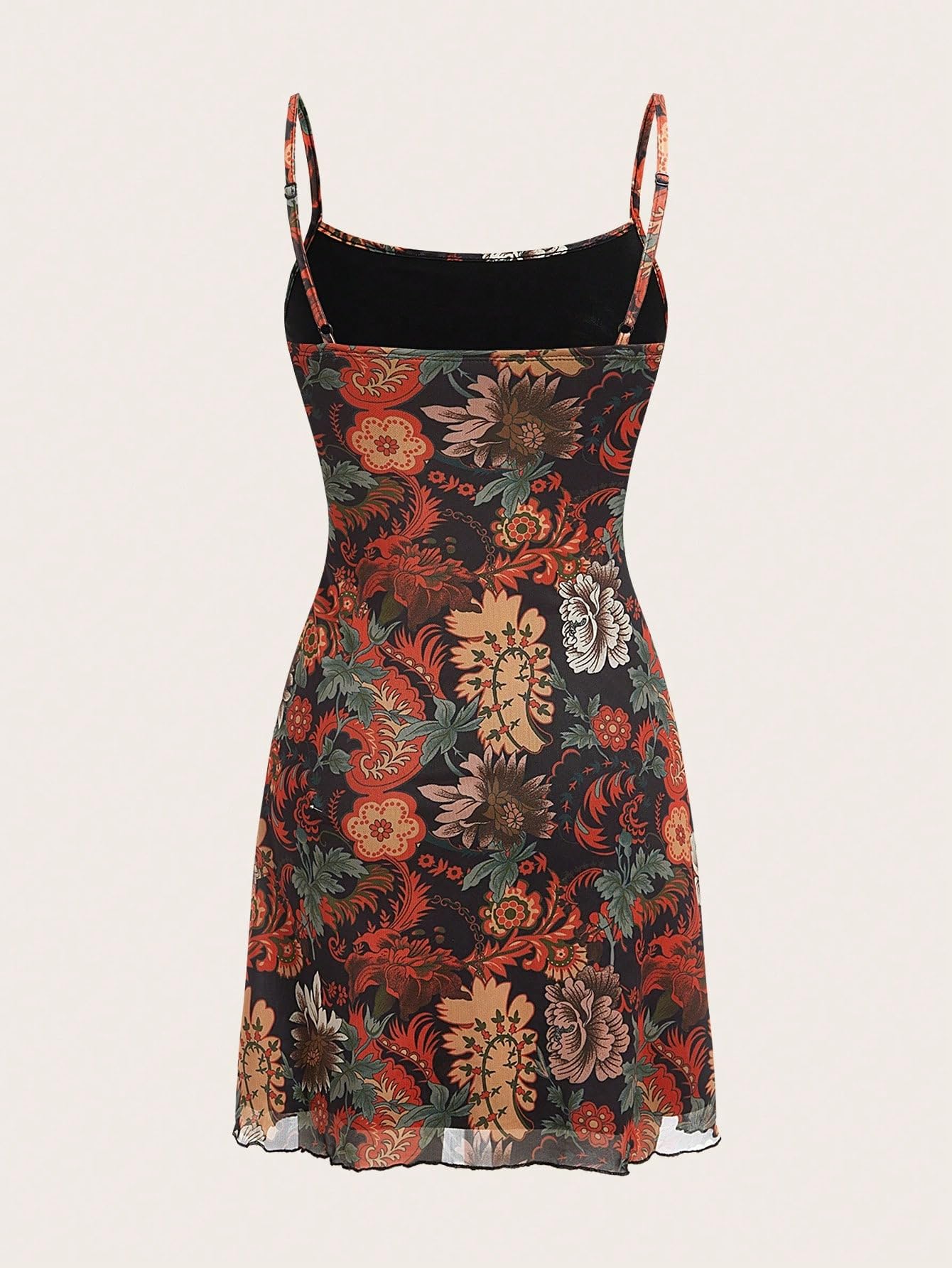 Verdusa Women's Mini Dress Floral Spaghetti Strap Mesh Dresses Going Out Festival Concert Outfits Grunge Gothic Clothes