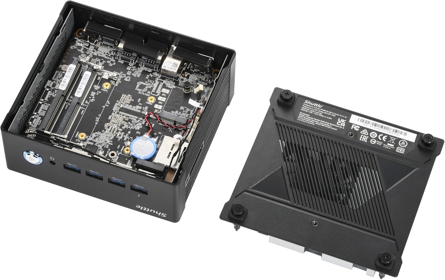 Shuttle Nano NT10H7 Barebone PC, Intel Core Ultra 7 155H, DDR5 SODIMM, M.2 NVMe SSD, 4K Quad-Display Support, Dual 2.5G LAN (RAM, SSD, and OS are not Included)