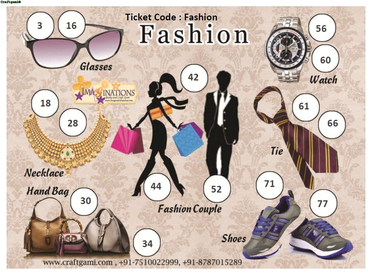 Craftgami - Fashion Theme Tambola Tickets - Housie Tickets (24 Tickets)