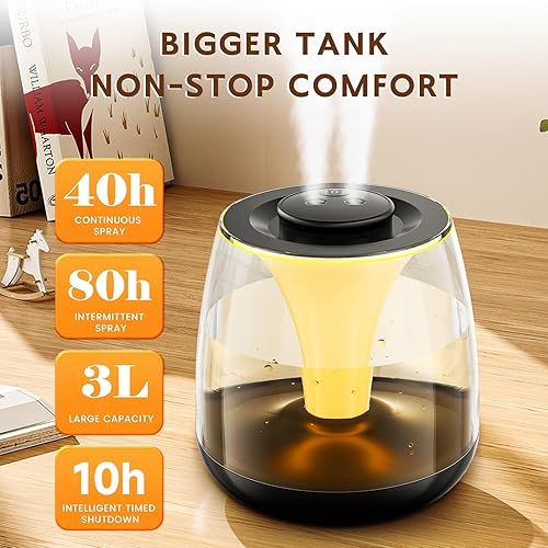 Miniatura 3 de Humidificadores para dormitorio, 3 L de llenado superior de niebla fría 40 horas de tiempo súper largo, 23 dB silencioso, humidificador de bebé,