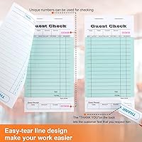 Vista 3 de Paquete de 6 blocs de notas para servidor, libros de cheques de invitados para servidores, bloc de notas de cheques de invitados para camareros