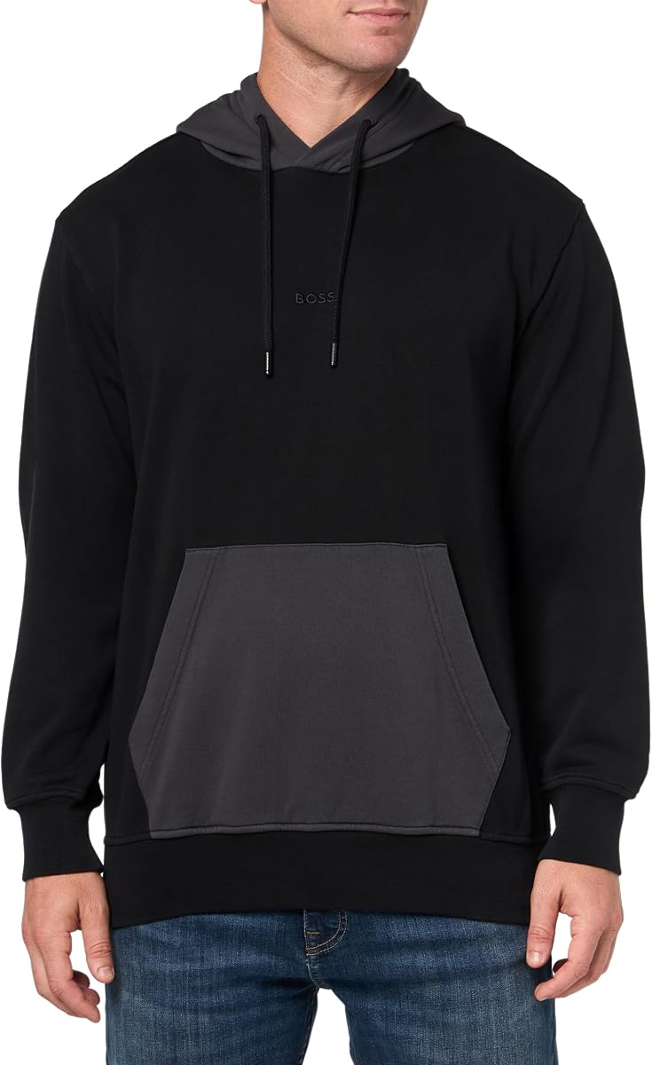 BOSS Men's Single Jersey Center Logo Hooded Sweatshirt