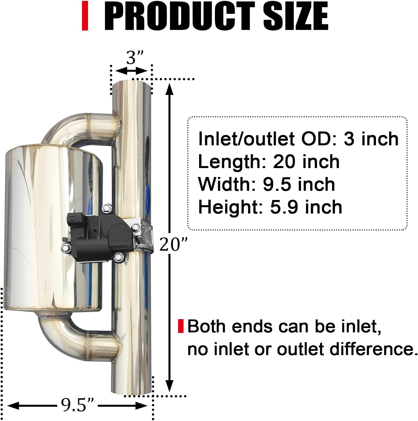 3 Inch Electric Valved Muffler Exhaust Cutout with Muffler Cat Back Exhaust System Kit