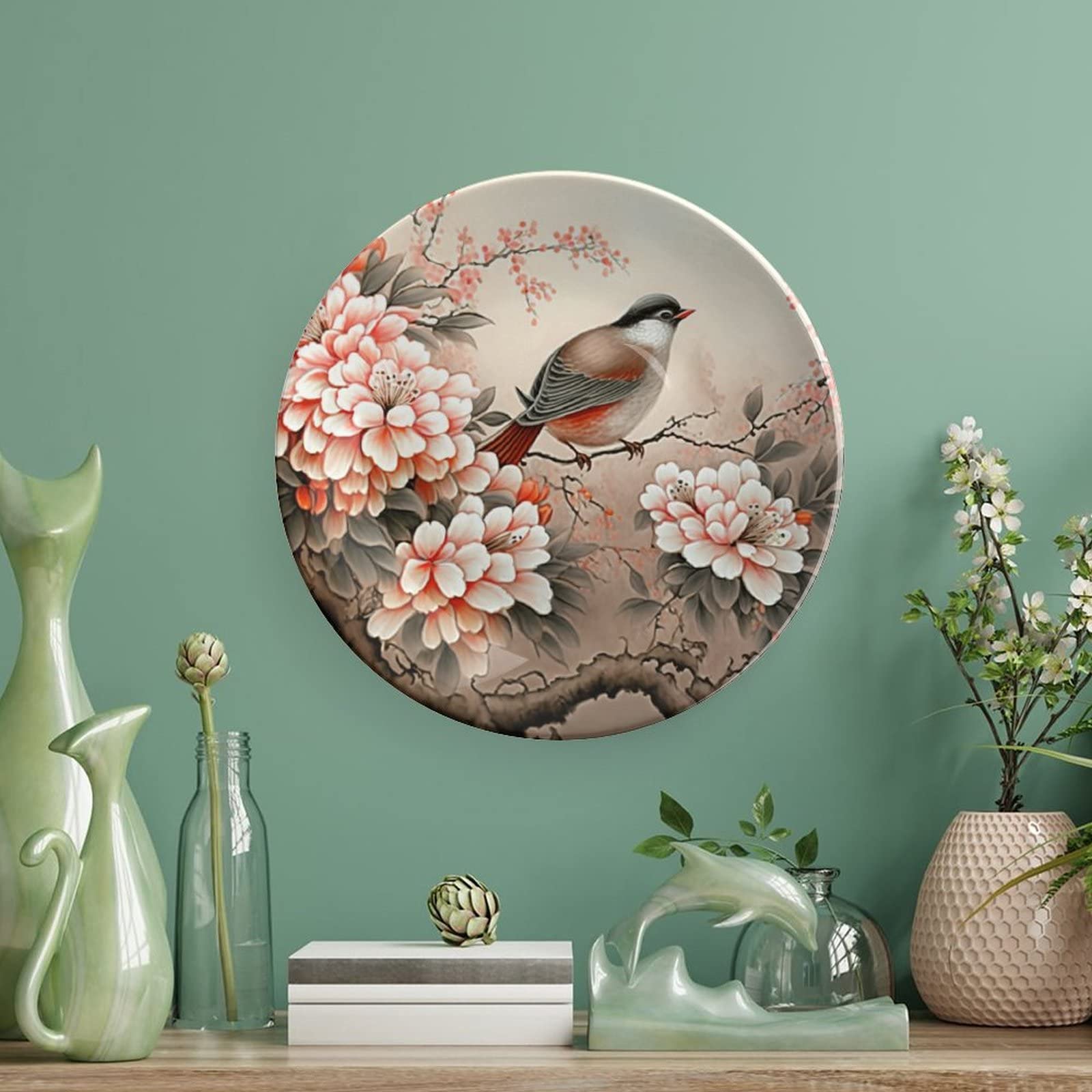 2 TABLEAUX CHINOIS à décor en relief de pierres dures sur fond bleu 34