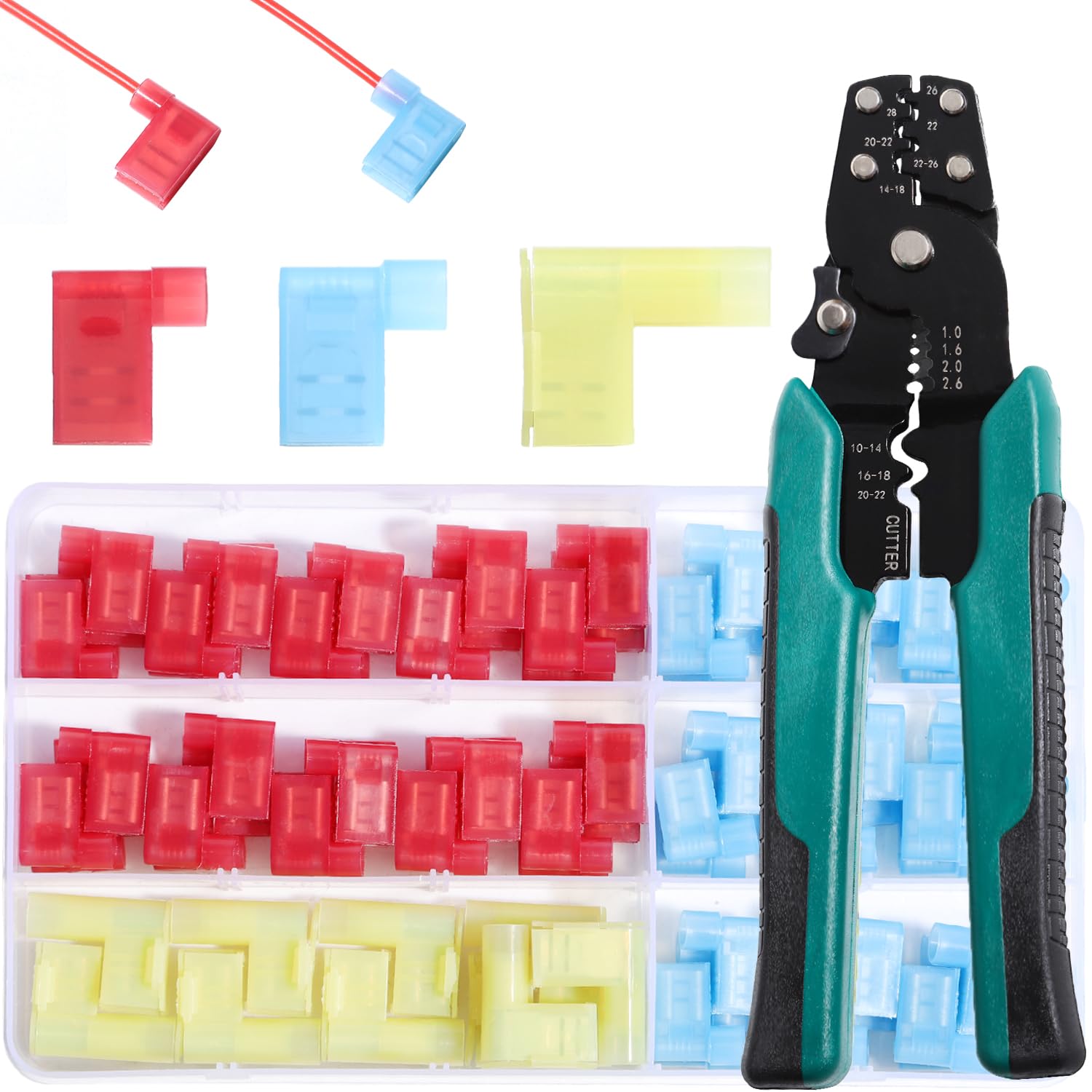 Rechtwinkliger Flachstecker 22-18 16-14 12-10AWG Crimper Crimpwerkzeug Nylon Schnellkupplung Flaggenklemme 90 Grad Spaten Sortiment Kit