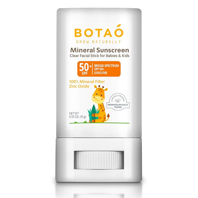 BOTAO Protetor solar mineral em bastão infantil com óxido de zinco, FPS 50+