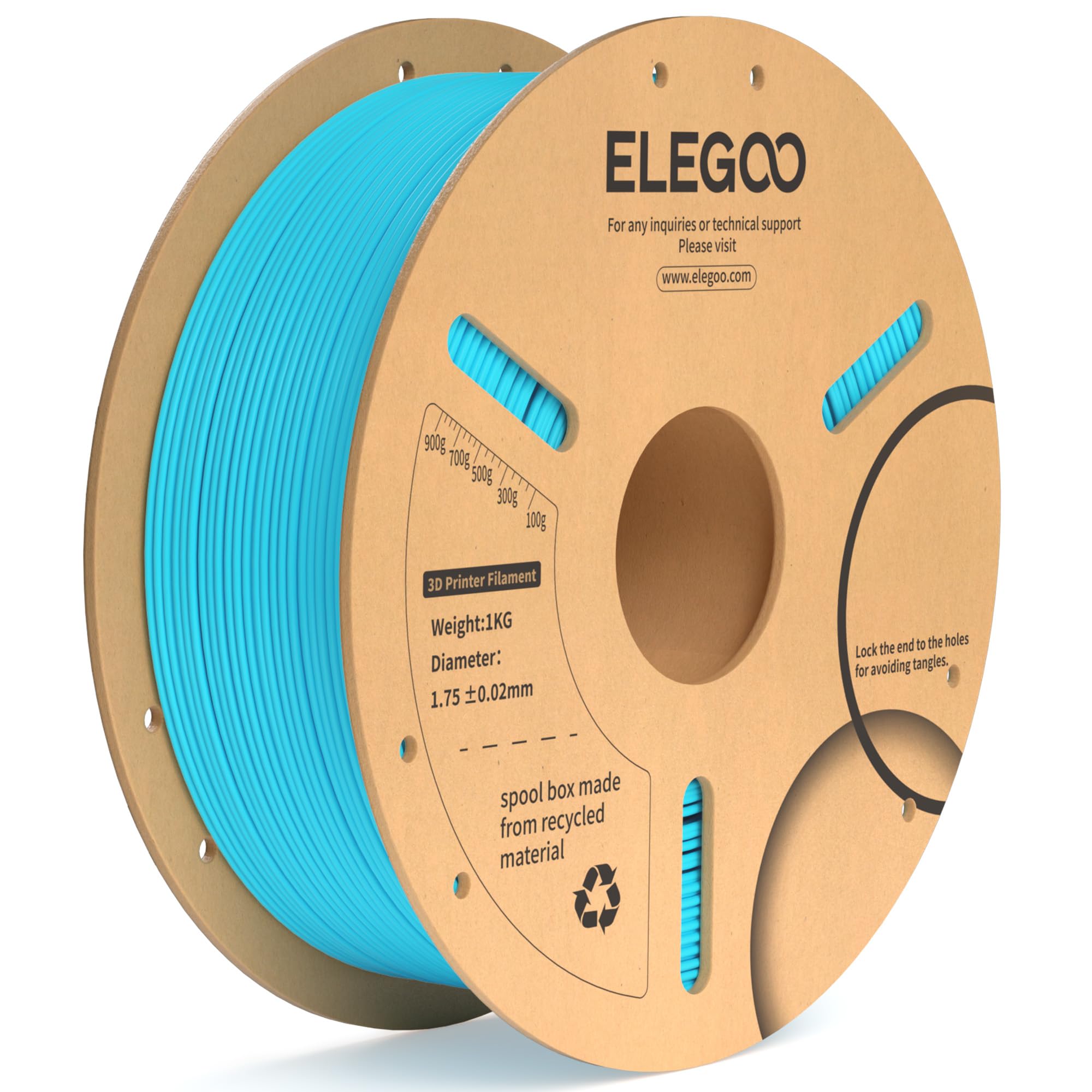 ELEGOOPLA+ Filament 1.75mm Sky Blue 1KG, PLA Plus Tougher and Stronger 3D Printer Filament, Dimensional Accuracy +/- 0.02mm, 1kg Cardboard Spool(2.2lbs) Fits for Most FDM 3D Printers