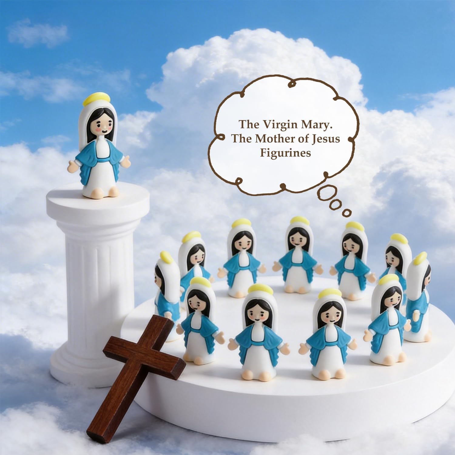 100 Pcs Little Virgin Mary Figurines Bulk Mini Virgin Mary Easter Jesus Figures Classic Religious Gifts Easter Eggs Stuffers Sunday Baptism Gifts (100)