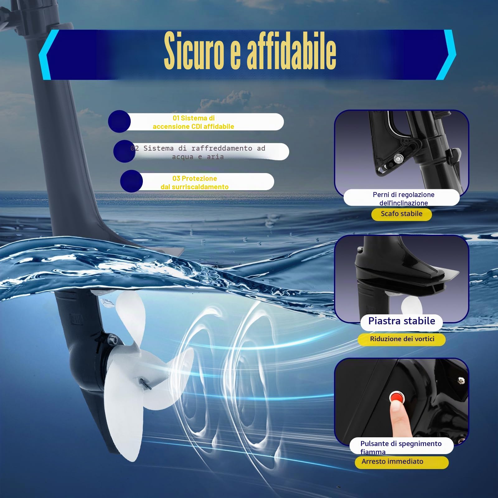 Motore Fuoribordo a Benzina 2 Tempi da 3,6 CV | Raffreddato ad acqua | Sistema di accensione CDI | Leggero e durevole | Per barche da pesca e motoscafi