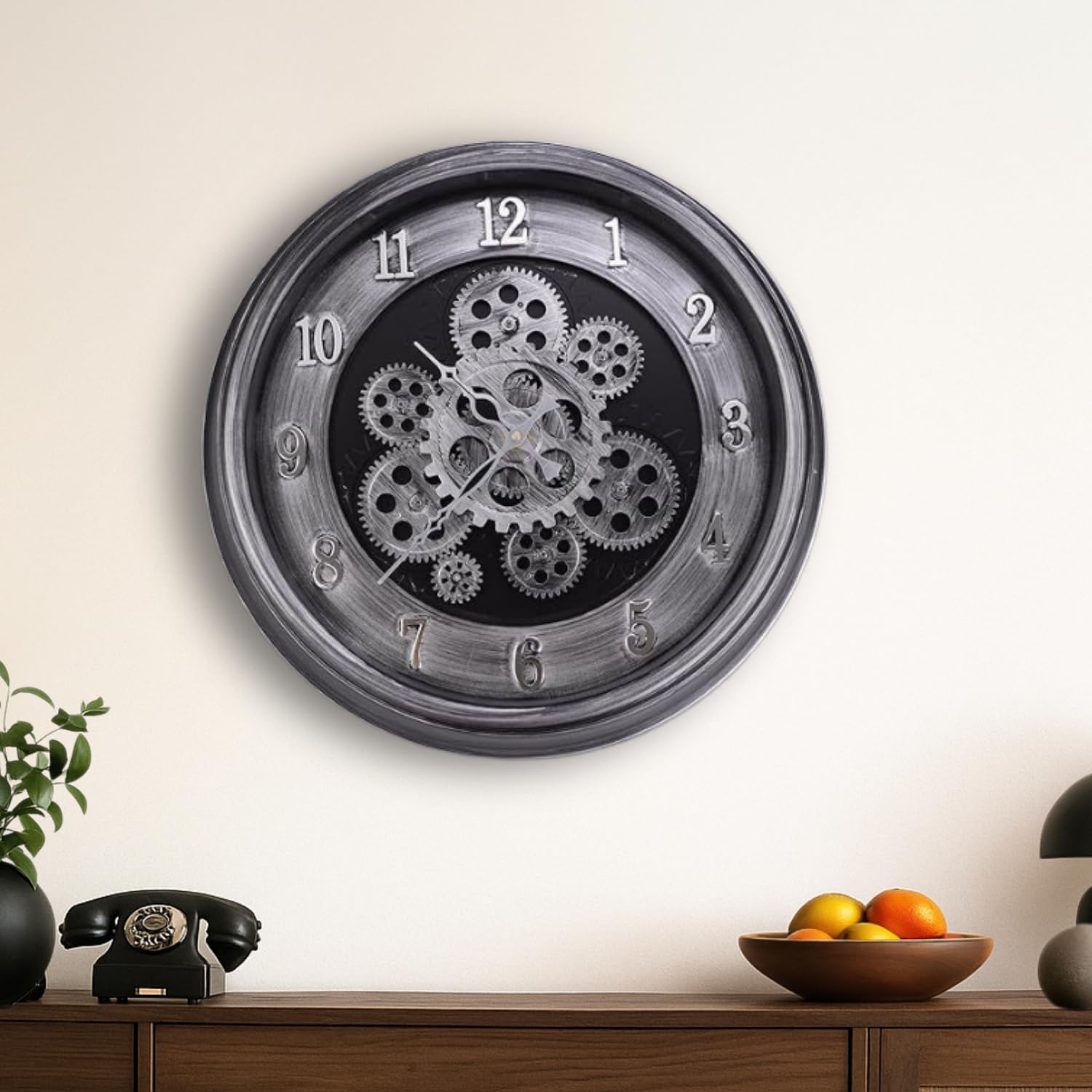 Buy Bosco Non-Ticking Silent, Silver Metallic Frame, 3D Moving