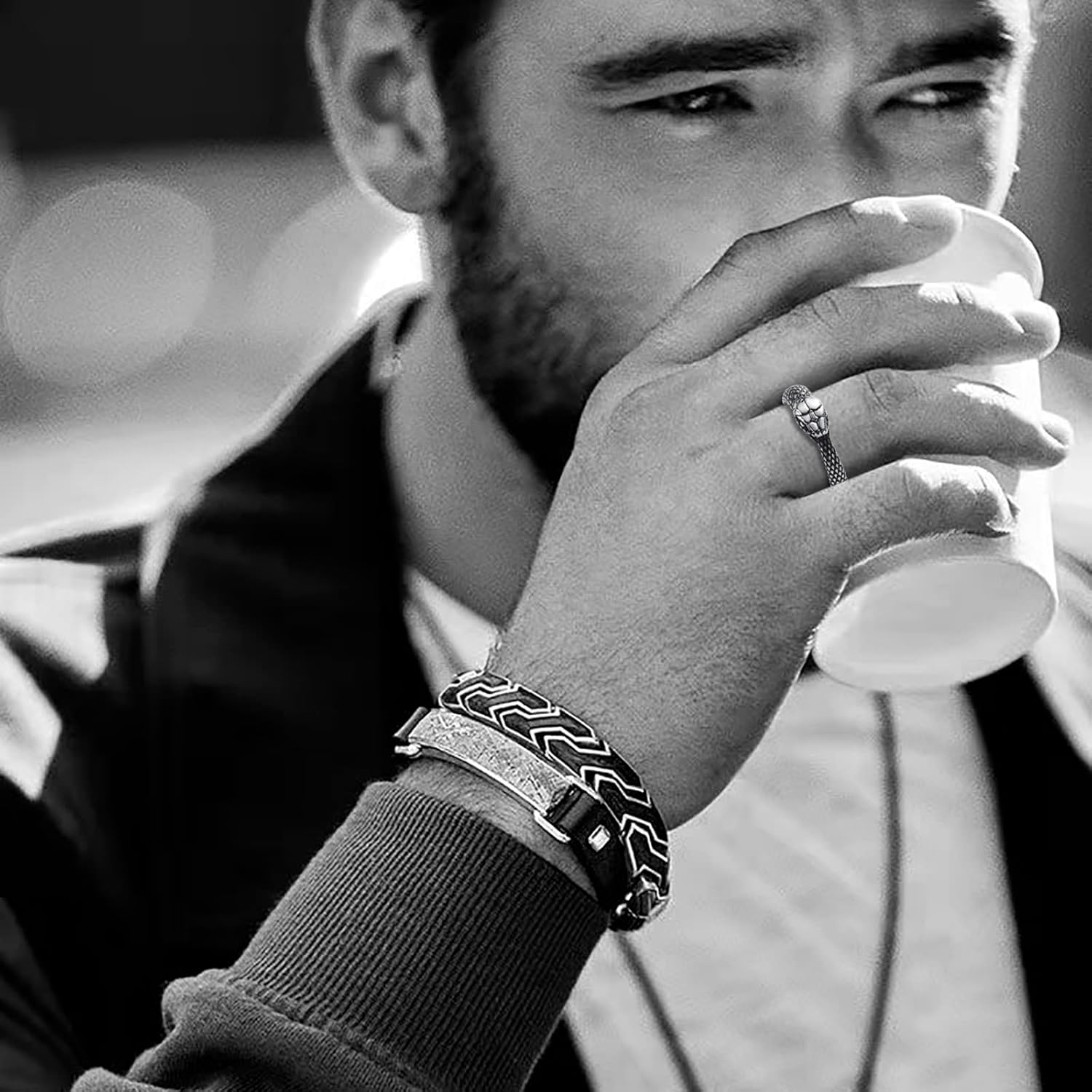 Snake Ring for Men Stainless Steel Snake Ring Gothic Biker Punk Animal Rings for Men Women Boys Size 7-13 - Image 4