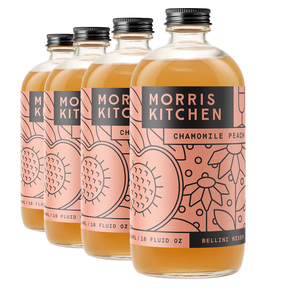 Morris Kitchen Chamomile Peach Cocktail Mixer 16oz - (4pk)