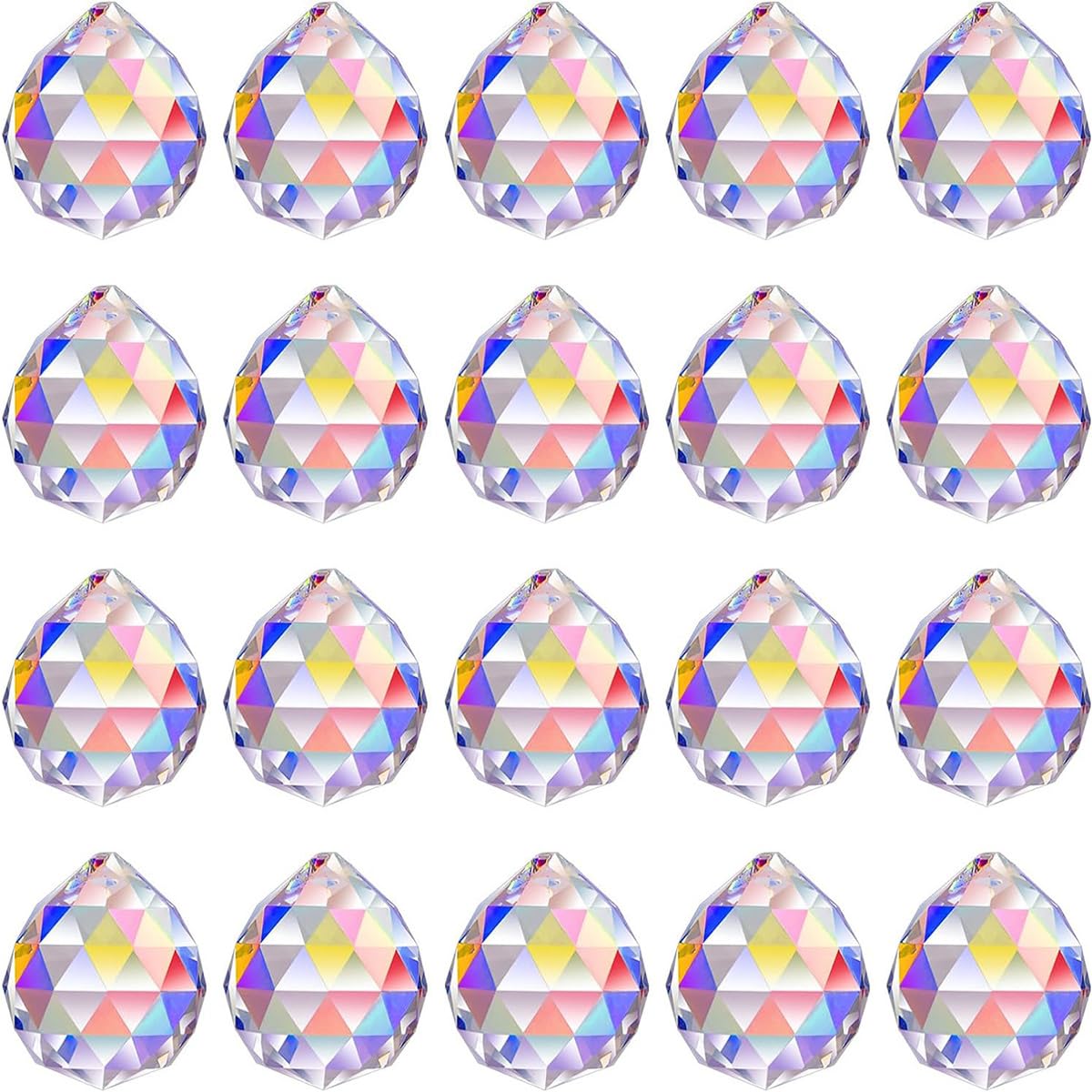 Huba 20 Pcs 30mm AB Colors Crystal Ball Prism Pendant for Rainbow Making & Feng Shui