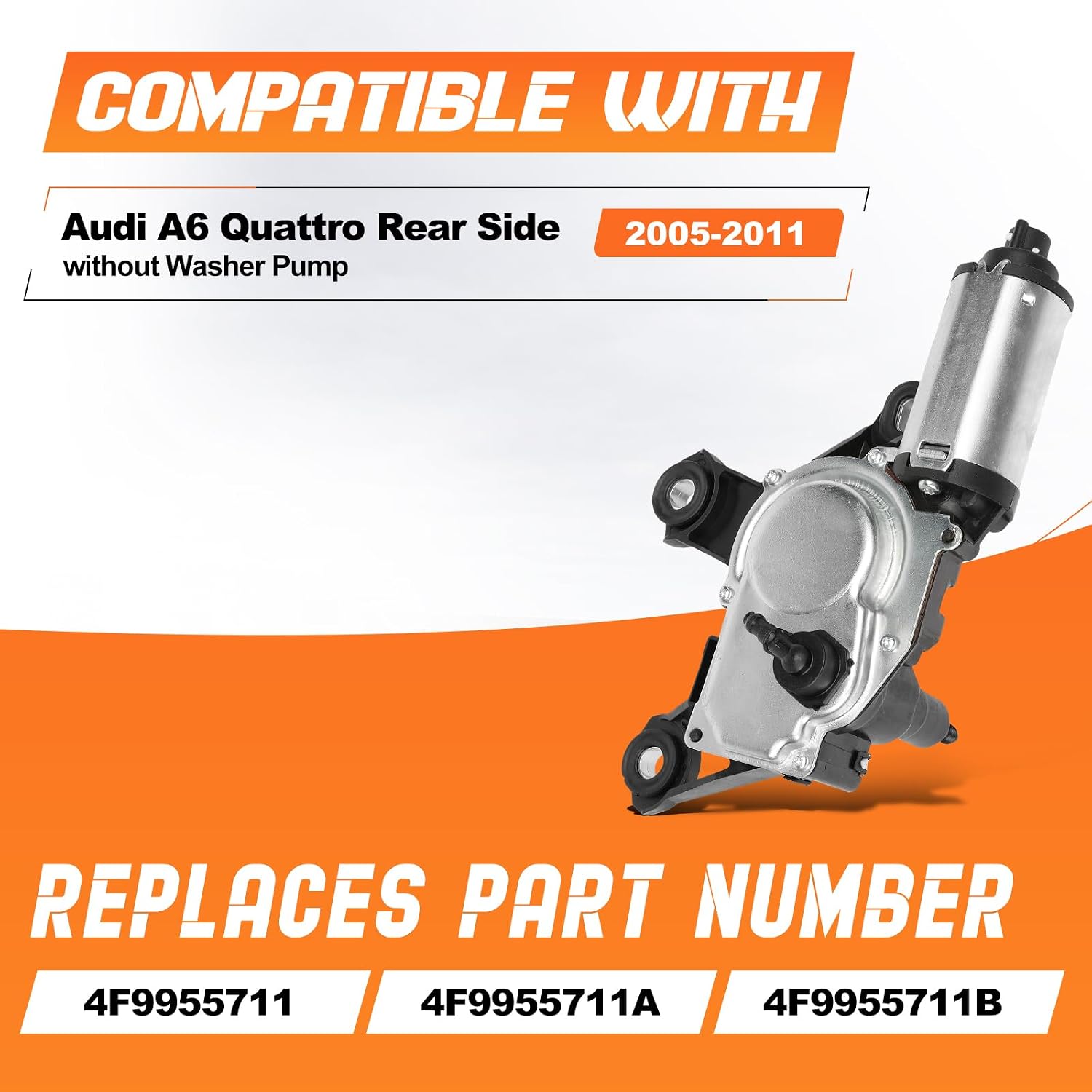 Front Windshield Wiper Motor Fit for Audi A6 Quattro 2005-2011. Replace OE Number: 4F9955711; 4F9955711A; 4F9955711B