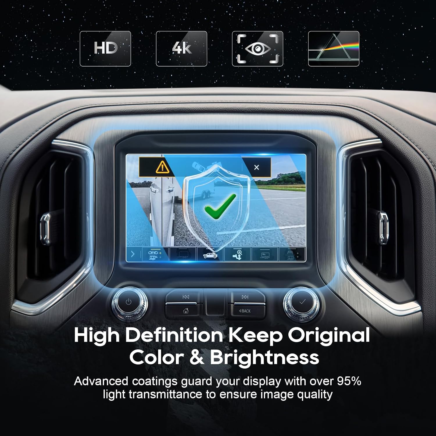 LFOTPP GMC Sierra 1500 2500HD 3500HD 8 Inch IntelliLink 2016-2017 Car Navigation Screen Protector, [9H] Tempered Glass Center Touch Screen Protector Anti Scratch High Clarity