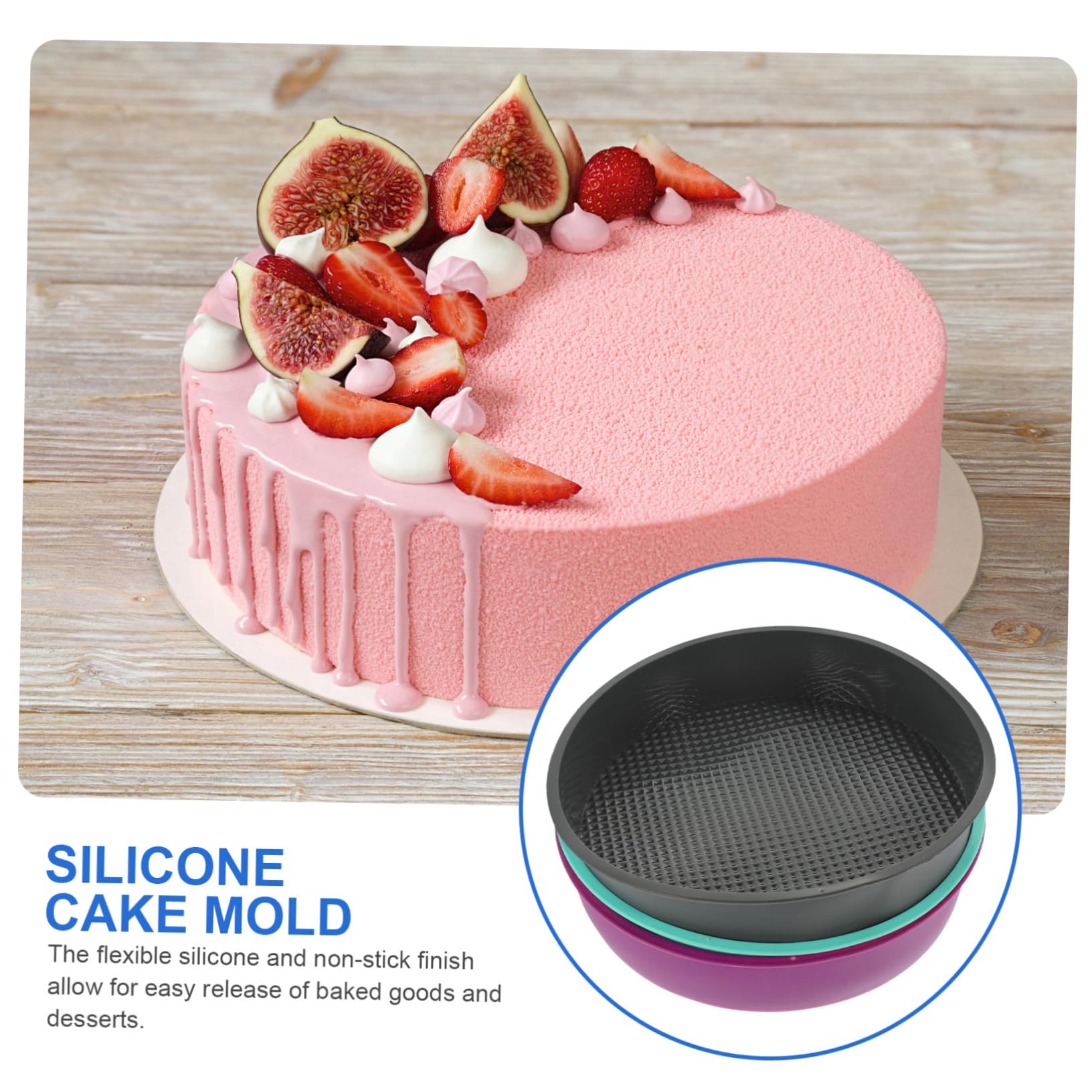 PRETYZOOM Molde Para Tarta Molde Bizcocho 3 Piezas Molde Para Hornear Pasteles Sarten Parrilla Utensilios Para Hornear De Silicona Molde Para Pasteles Blue