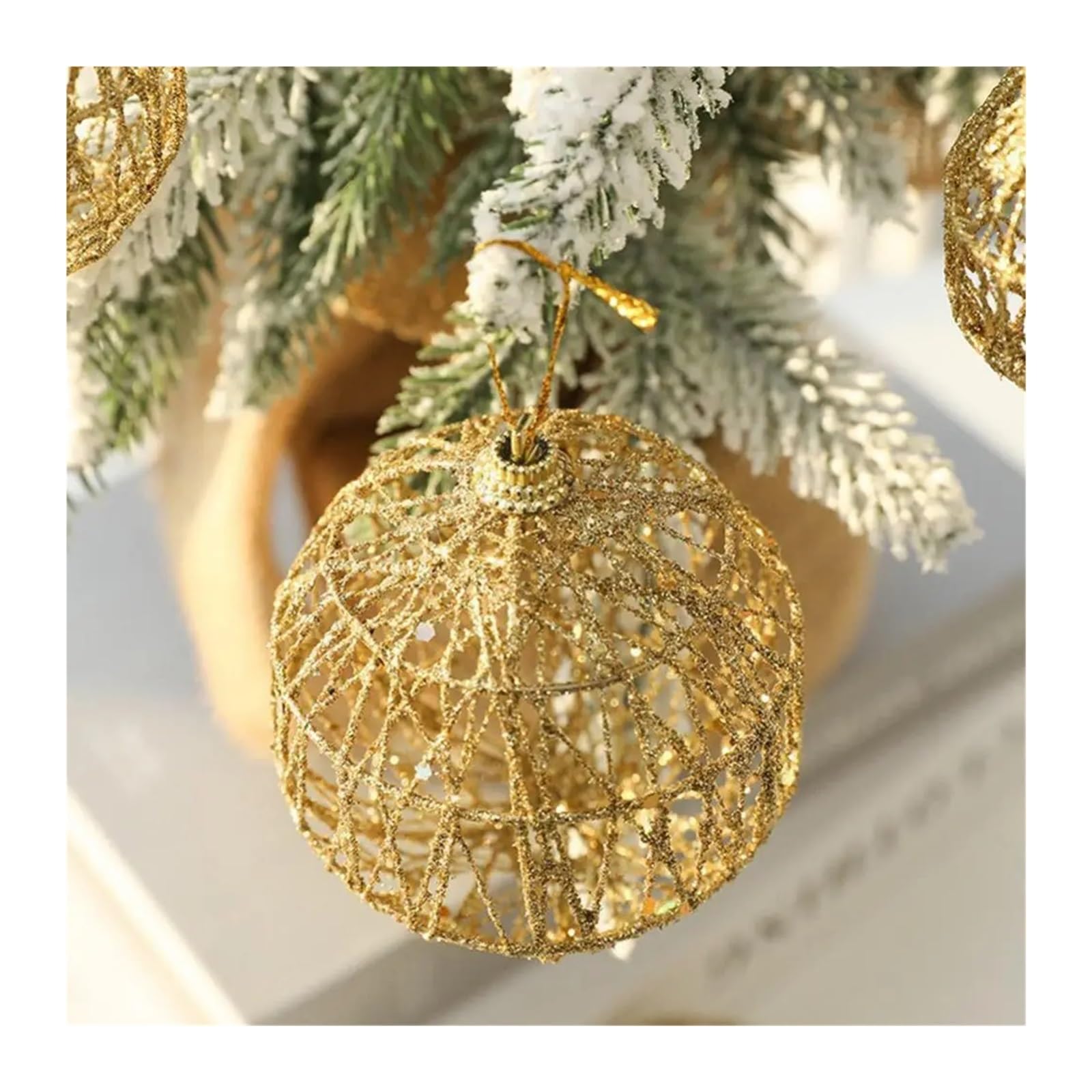 Weihnachtskugel-Ornamente, 6 Stück/Set, Weihnachtsbaum, goldene Kugel, goldene Weihnachtskugel, Neujahr, Weihnachten, Dekoration, Party-Ornament, Dekoration, Urlaubsdekoration (Größe 6 cm, 6 Stück)