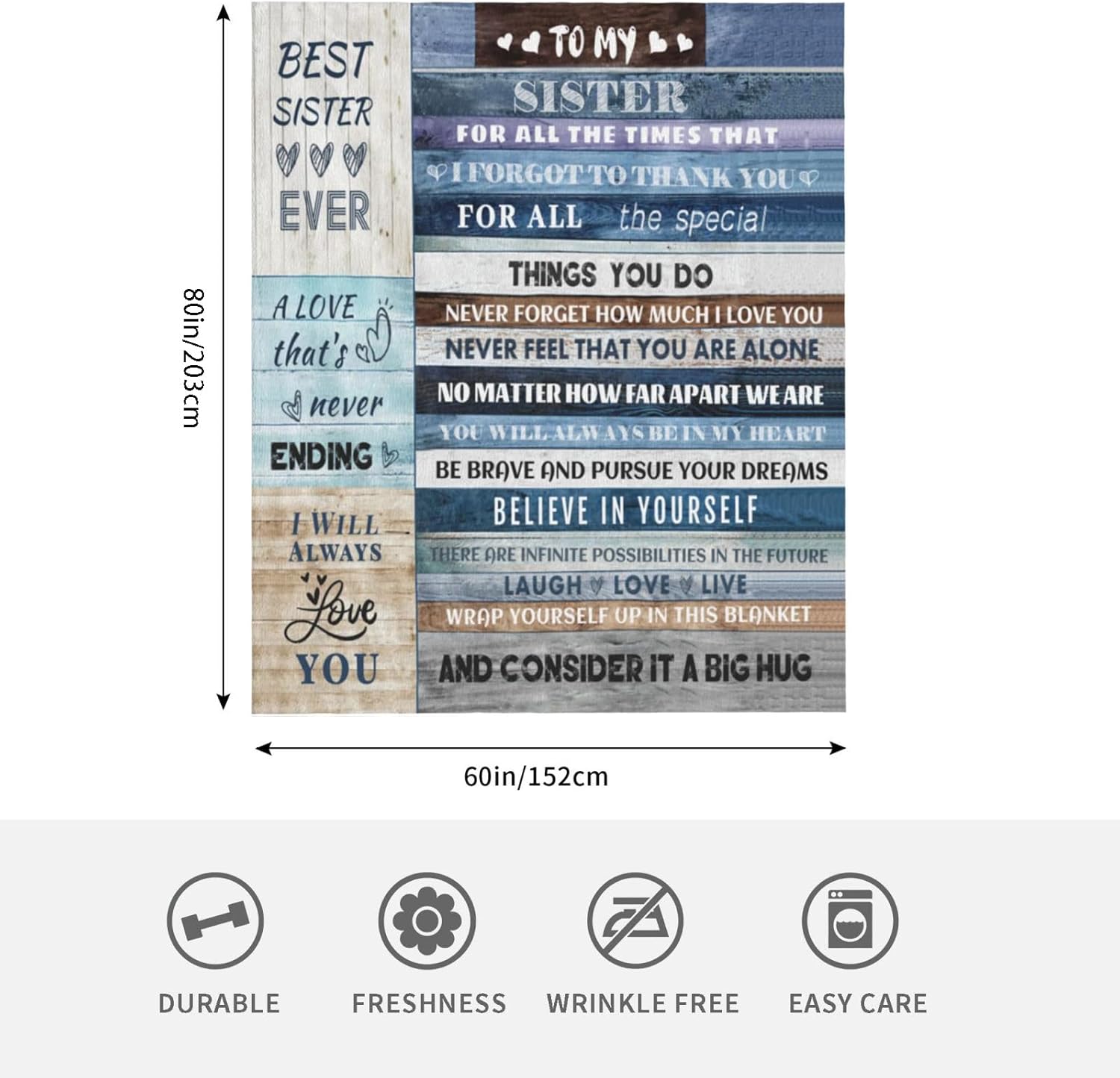 Anniversary & Birthday Gifts: Soft Throw Blanket for Sister (60x80) - Image 3