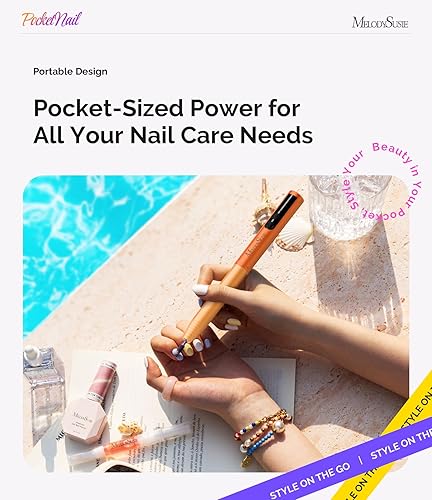 Miniatura 9 de MelodySusie PocketNail - Taladro de uñas modular inalámbrico en forma de bolígrafo, kit extendido, PC100GR 20000 RPM, lima eléctrica recargable