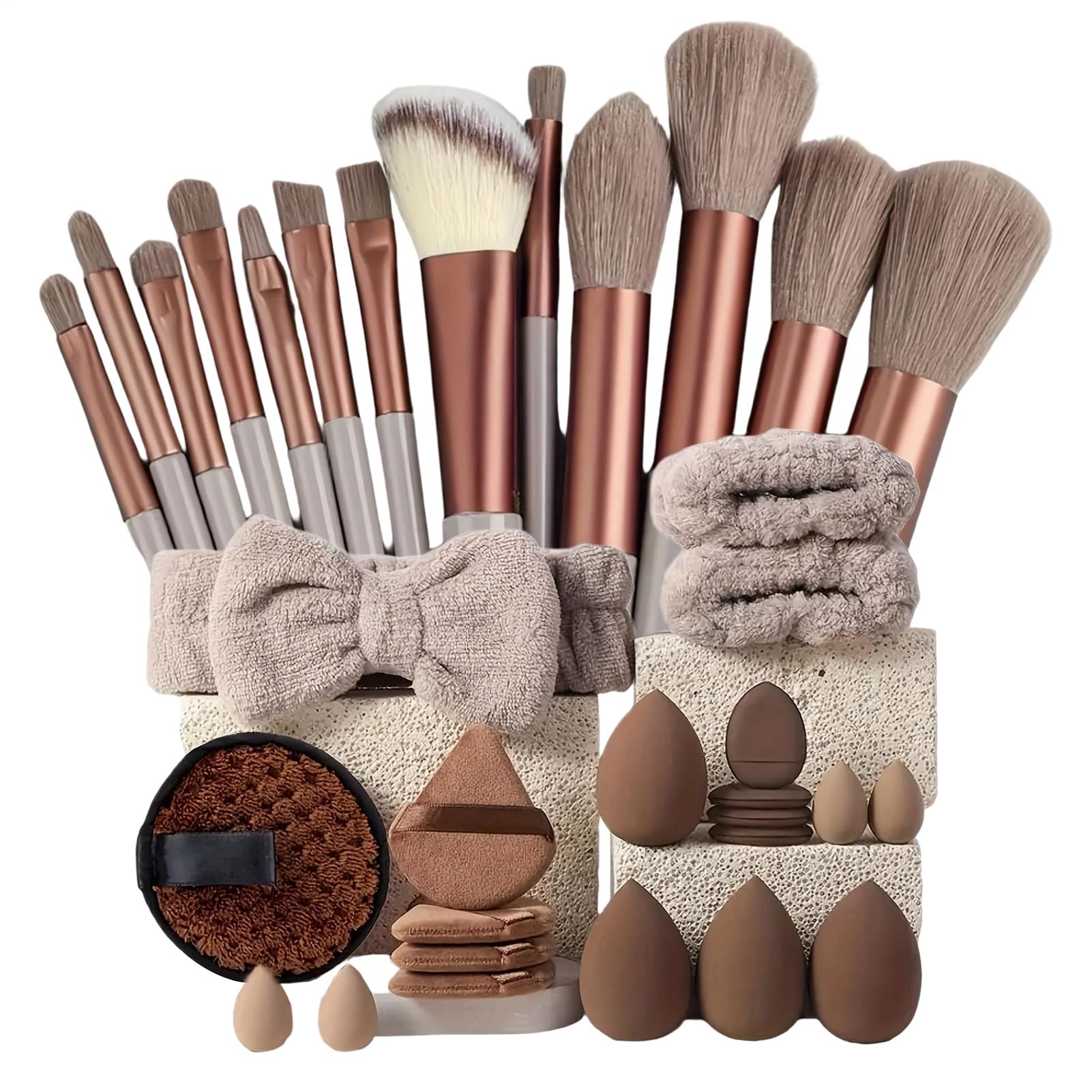 Makeup Tools, 33-Piece Travel Beauty Makeup Kit, Soft Portable Cosmetic Tool Set for Beginner Artist, Family, Friends, Girlfriend, Wife, Girls