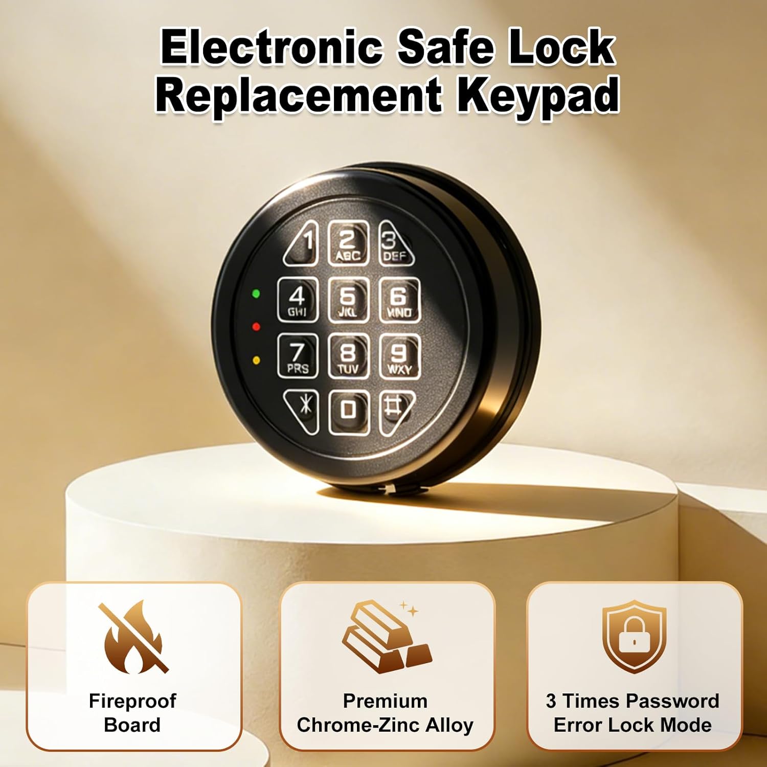 Programmable Electronic Safe Lock Replacement Keypad, Digital Gun Safe Lock with Solenoid Lock Fits Many Security Safe Boxes and Security Cabinet