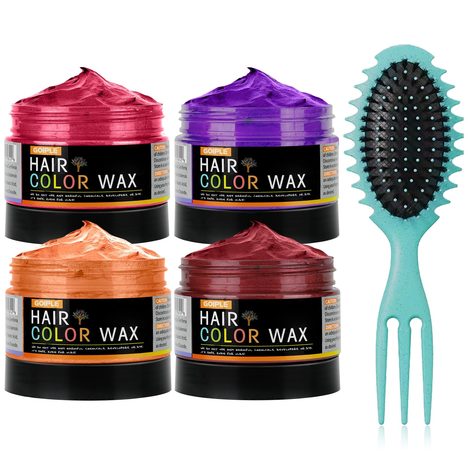 4Pcs Temporary Hair Color Wax Natural Hair Color Wax for Cosplay Masquerade & Festivals Party
