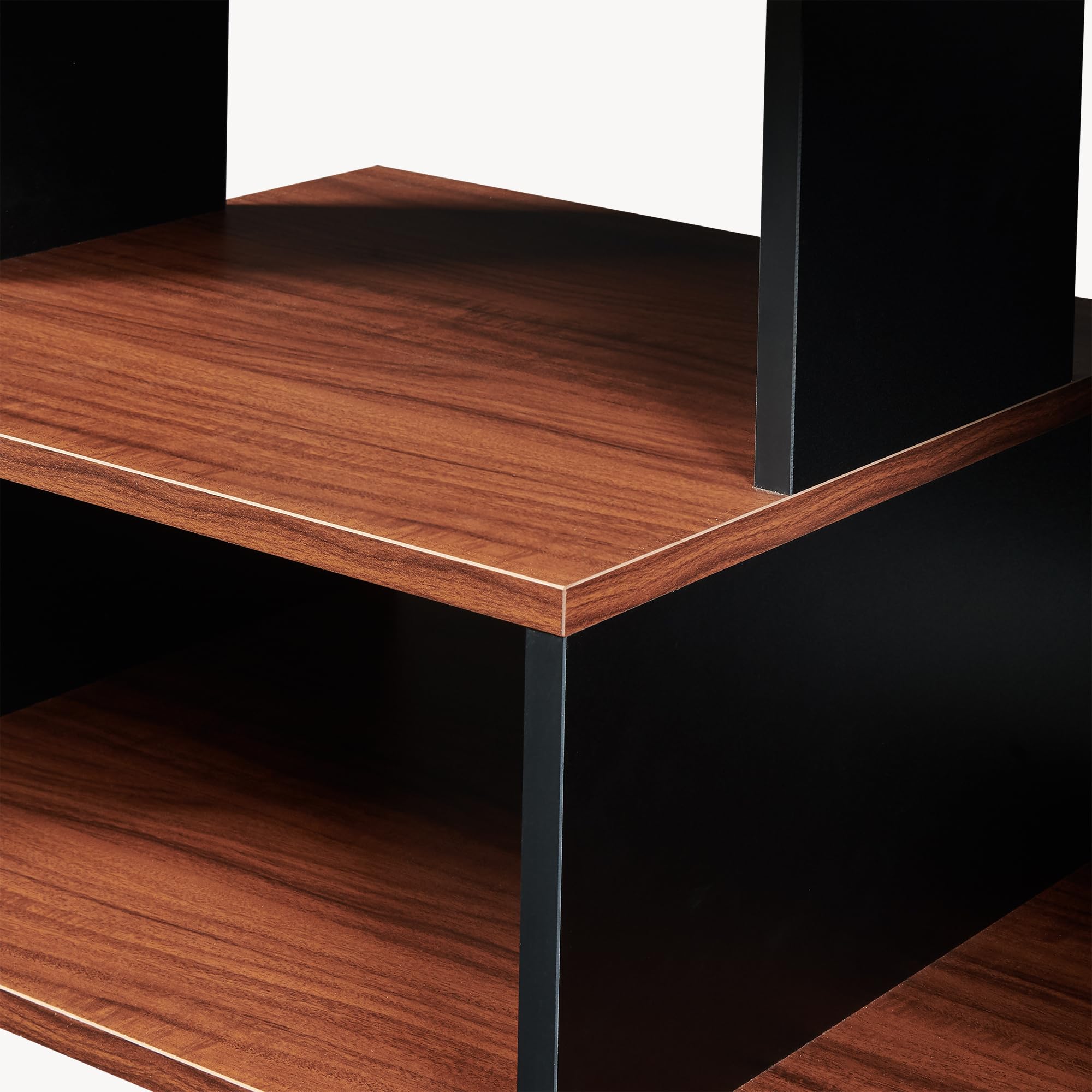 [en.casa] Couchtisch Trond 80x40x42 cm Schwarz/Walnuss Beistelltisch mit 3 Ablagefächern Wohnzimmertisch Sofatisch Kaffeetisch