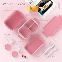 Vista 6 de Jelife Caja de Almuerzo Bento para Adultos - 3 Capas a Prueba de Fugas Apilable Caja Bento para Adultos, 72oz Estilo Grande Todo-en-Uno Lonchera