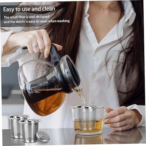 Miniatura 2 de Tea Infuser 2Pcs 304 Stainless Steel Dual Handle Fine Mesh Tea Steeper with Lid Tea Washable Mug Cup Strainers for Loose Tea