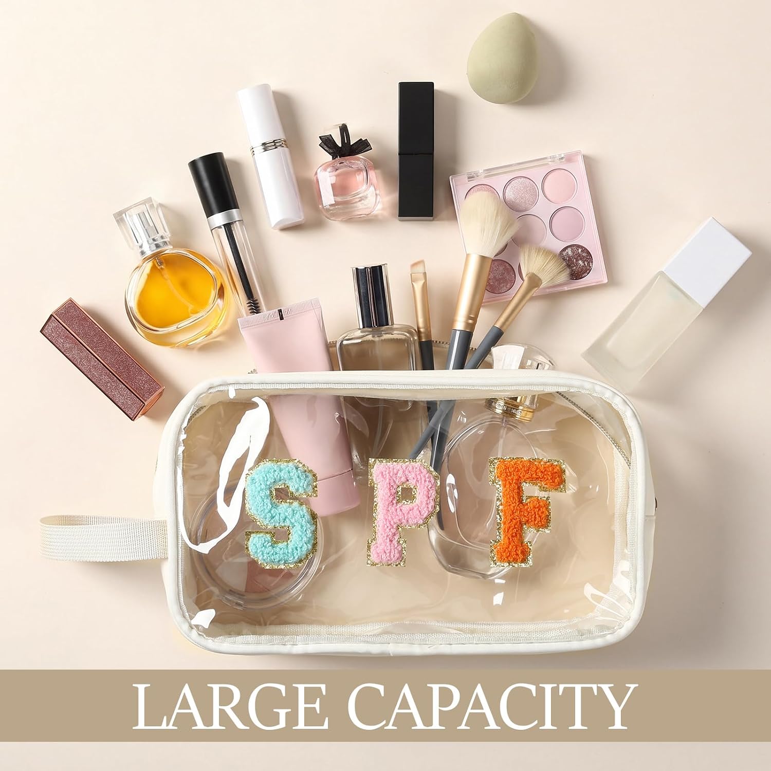Kacctyen Spf Bag Clear Sunscreen Bag Makeup Toiletries Pouch Waterproof Beach Vacation Essentials Summer Travel Stuff Accessories for Women Teen Girls, Beach Organizer Toiletry Pouch Travel Gifts