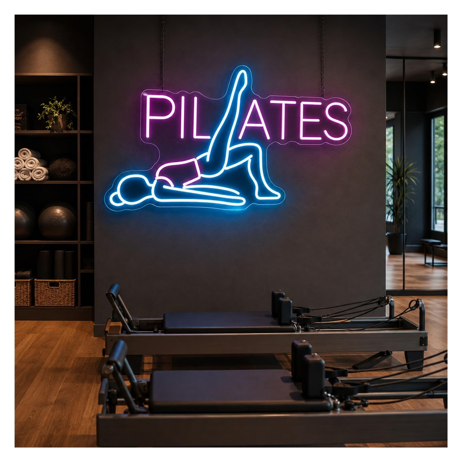 Decoración Lámparas Postura De Pilates Luz Neón