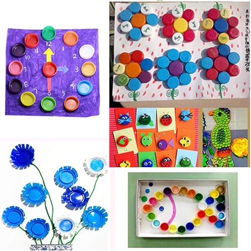 Miniatura 4 de Tapas de botellas de plástico, 50 unidades, coloridas cubiertas de botellas, tapas de botellas, calcomanías decorativas para botellas, tapas de