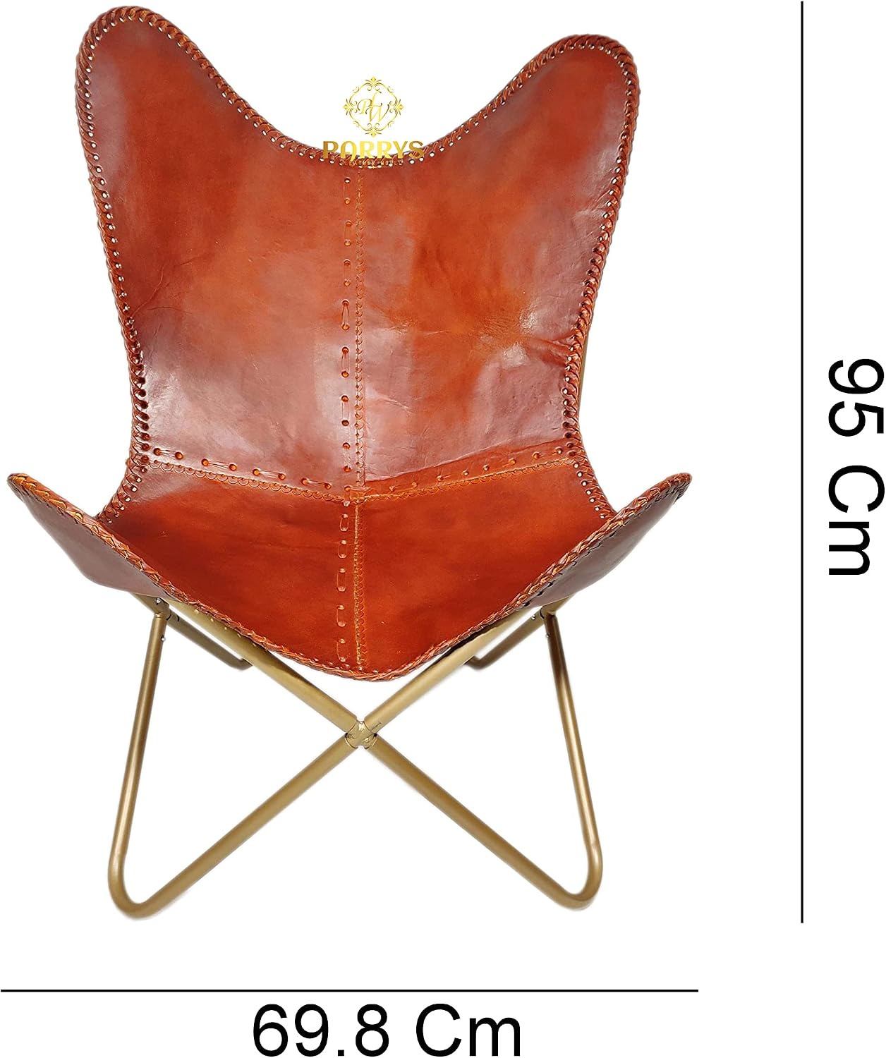 Butterfly Chair - Indian Handmade Brown Leather Butterfly Chair for Home and Office - Iron Stand Leather Office Chair – Comfortable Chair