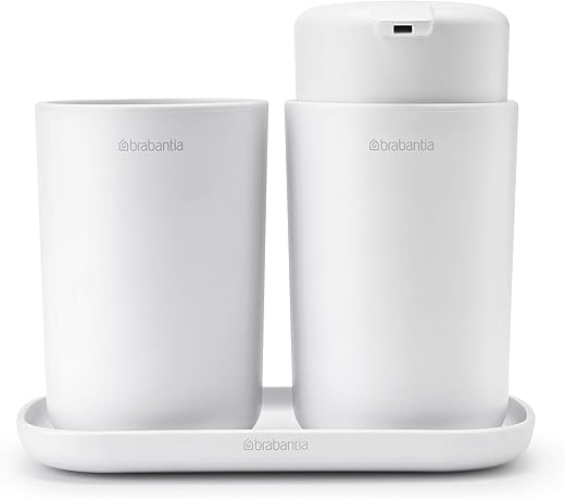 Brabantia - Set da bagno, bianco, Set di 3