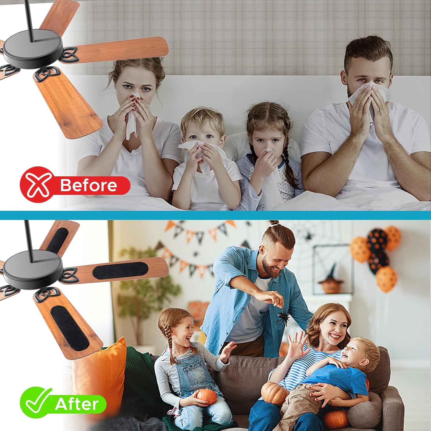 Ceiling Fan Air Filter Rounded Coconut Shell Carbon Purifier 10pcs | Activated Coconut Shell Carbon, Unscented Air Purifier, Universal Rounded Rectangle, Easy-Stick Ceiling Fan Blade Filters