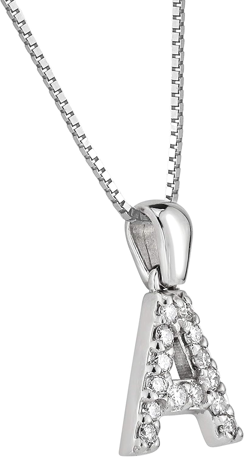 Diamond Wish 14k Gold A to Z Letter Diamond Initial Pendant Necklace (1/10cttw) with 18-inch chain