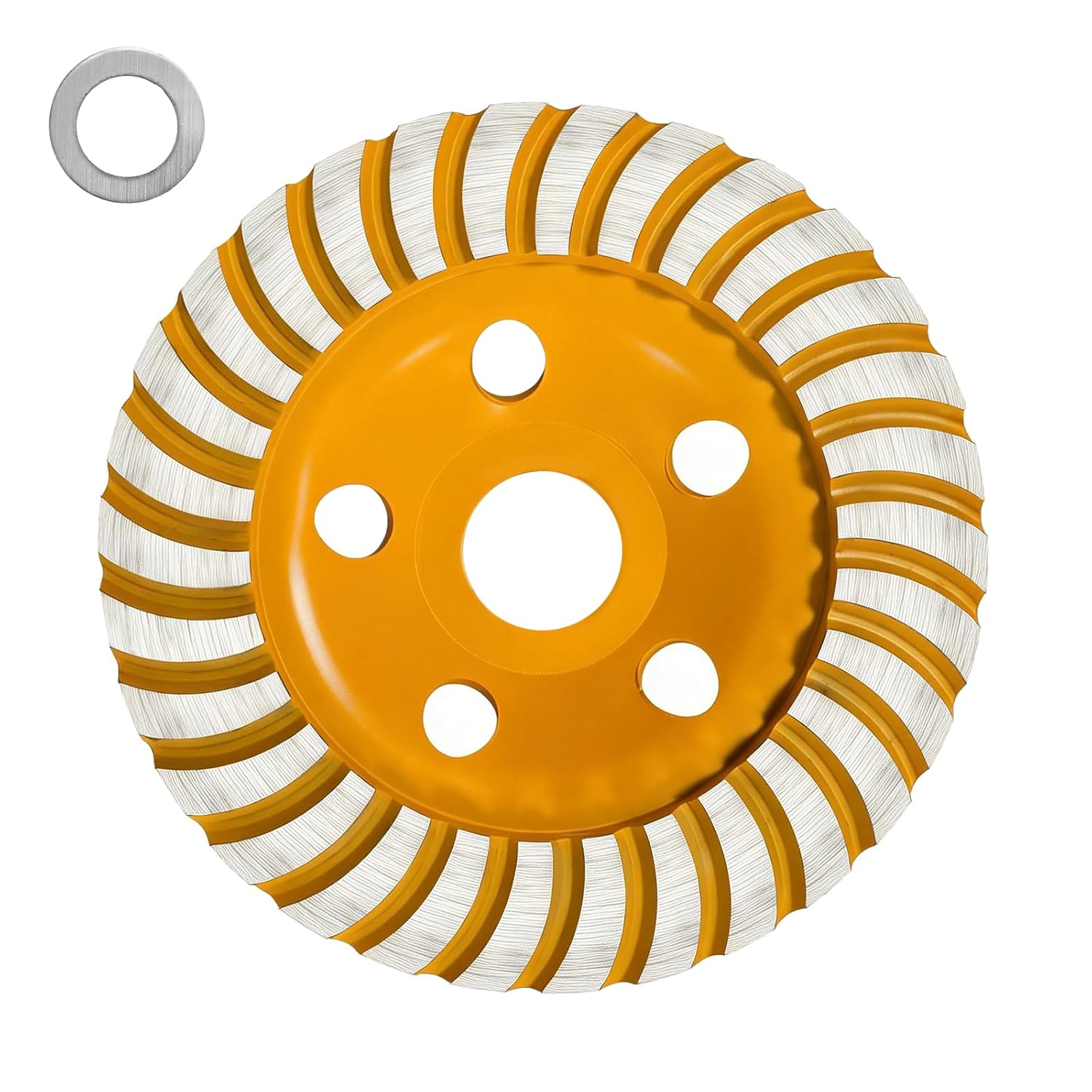4.5” Double Row Diamond Grinding Cup Wheel for Angle Grinder, Concrete Grinding Wheel with 18 Segments for Grinding & Polishing Concrete, Masonry, Granite, Marble, 7/8” Arbor with 5/8” Reducer
